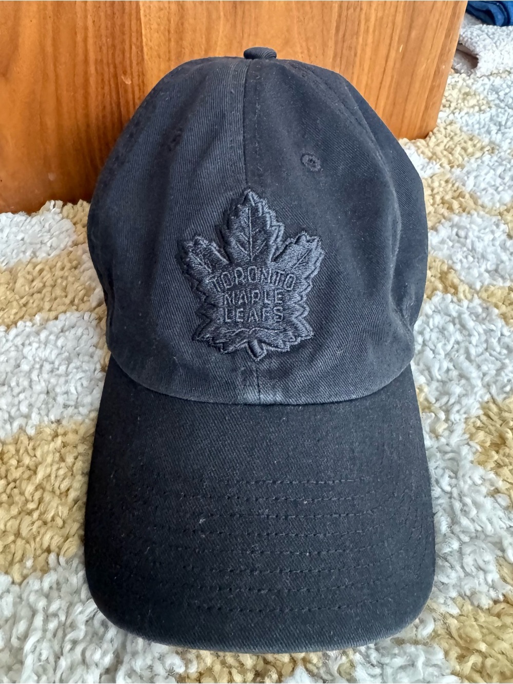 Maple Leafs Black Embroidered Baseball Cap
